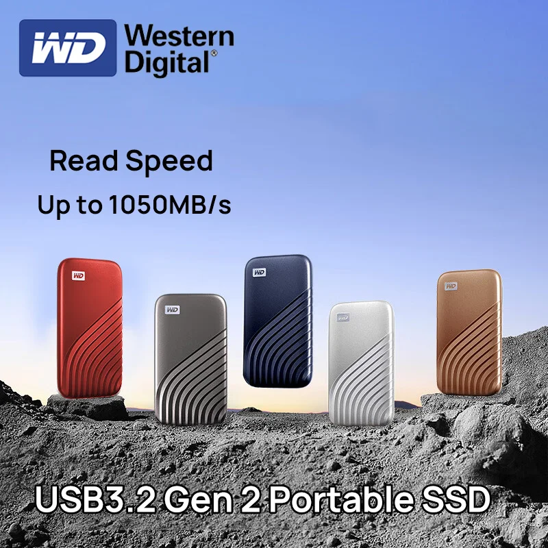 웨스턴 디지털 WD PSSD 500G, 1TB, 2TB, 4T NVMe 외장 휴대용 솔리드 스테이트 드라이브, 마이 패스포트 USB-C, 노트북 PC용 3.2 암호화 