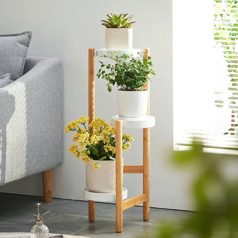 MultiLayer Wooden Flower Stand FloorStanding Nordic Succulent Planter Balcony Living Room Plant Stand for Indoor Gardening Decor