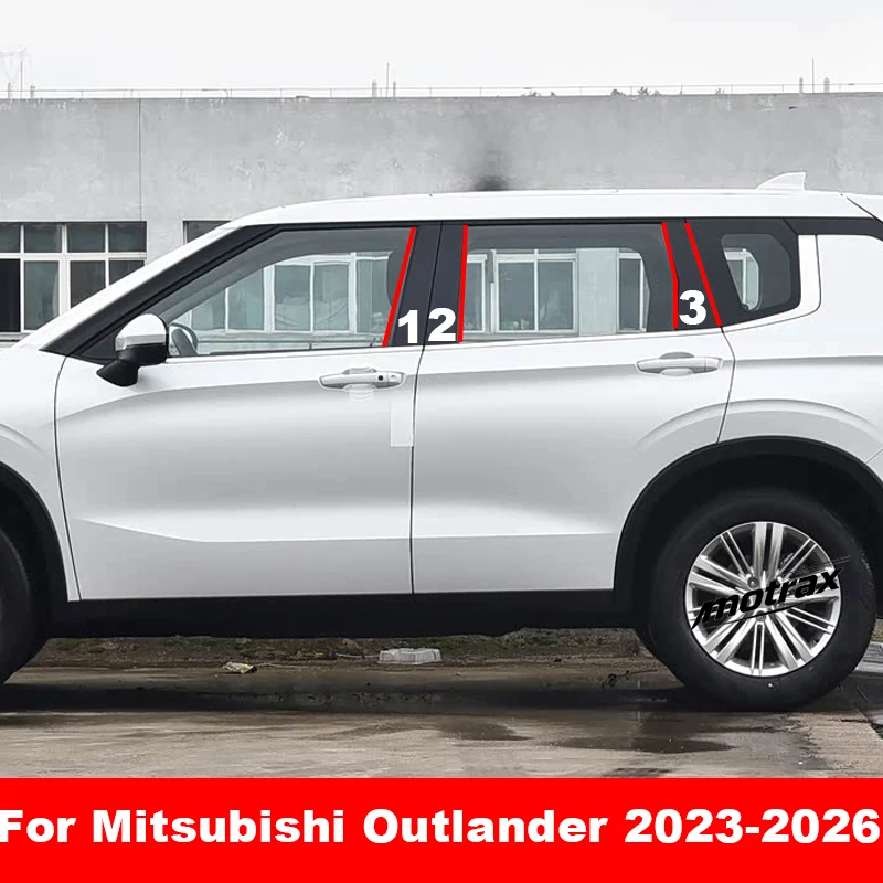 For Mitsubishi Outlander 2023 2024 2025 2026 Car Side Door Pillar Window Trim Center Post Cover Decoration Stickers Accessories