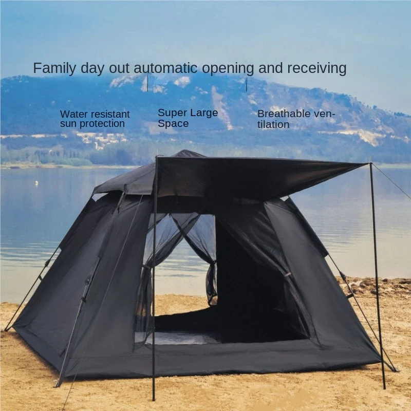 

New Outdoor Camping Black Glue Tent Free To Build Quick Open Folding Four-sided Tent Thickened Sunscreen And Rainproof Tent 2023