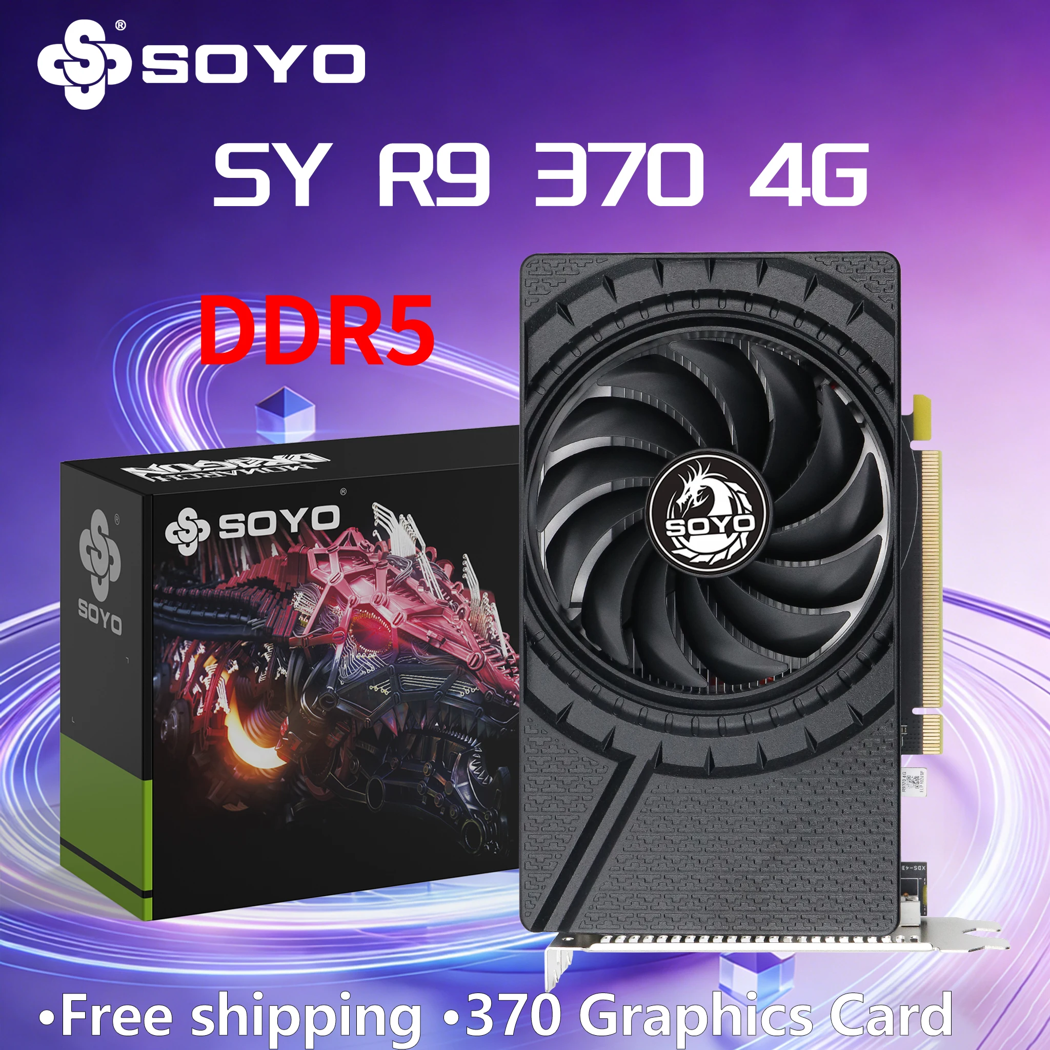 

SOYO AMD Radeon R9 370 4GB GDDR5 Graphics Card HDMI+DP+DVI PCIe3.0x16 28NM 256bit Video Card PC Game Desktop Computer componen