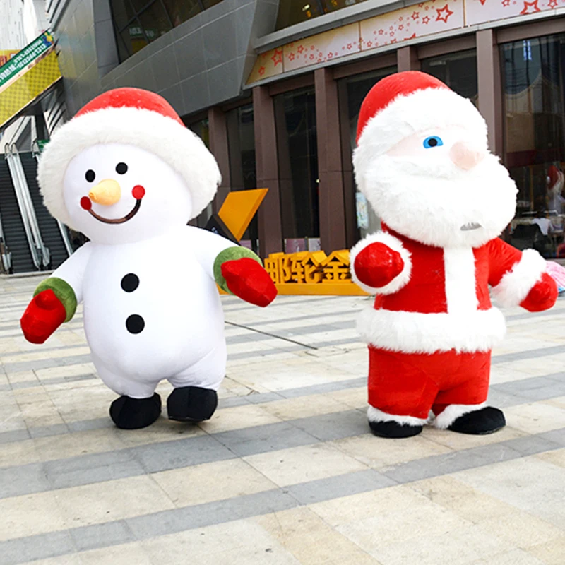 Mascot เครื่องแต่งกาย Snowman เด็ก Santa Claus Street กิจกรรมตลกปาร์ตี้คอสเพลย์ตุ๊กตา Plush ชุดตุ๊กตาสําหรับฮาโลวีนไม่มีแบตเตอรี่
