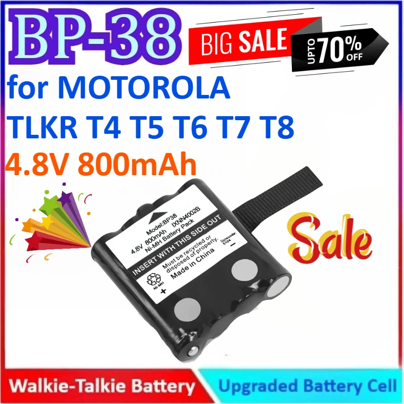

Новый аккумулятор Walkie Talkie 4,8 В 800 мАч BP-38 для MOTOROLA TLKR T6 T7 T8 T4 T5 для Uniden GMR-1595-2CK GMR-1588-2CK GMR-2059-2CK