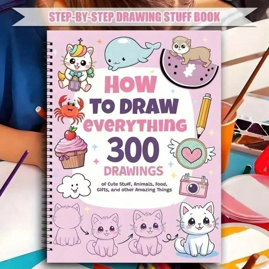 This Book Features 300 Charming Illustrations And Is Suitable For Art Enthusiasts To Learn How To Draw Anything. It Provides Detailed Instructions On How To Draw Animals, Food, Gifts, And Other Wonderful Things.