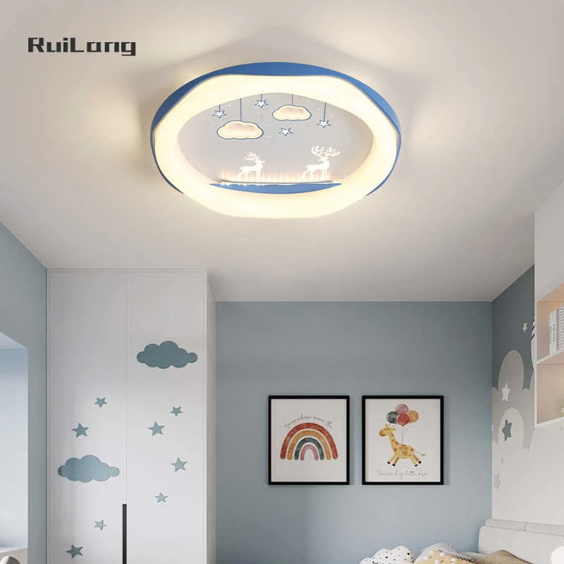 Modern Led Ceiling Lamps Clouds Stars Blue Decor Baby Chandelier Kids Room Light Boys Bedroom Plafonnier Giraffe Ceiling Light