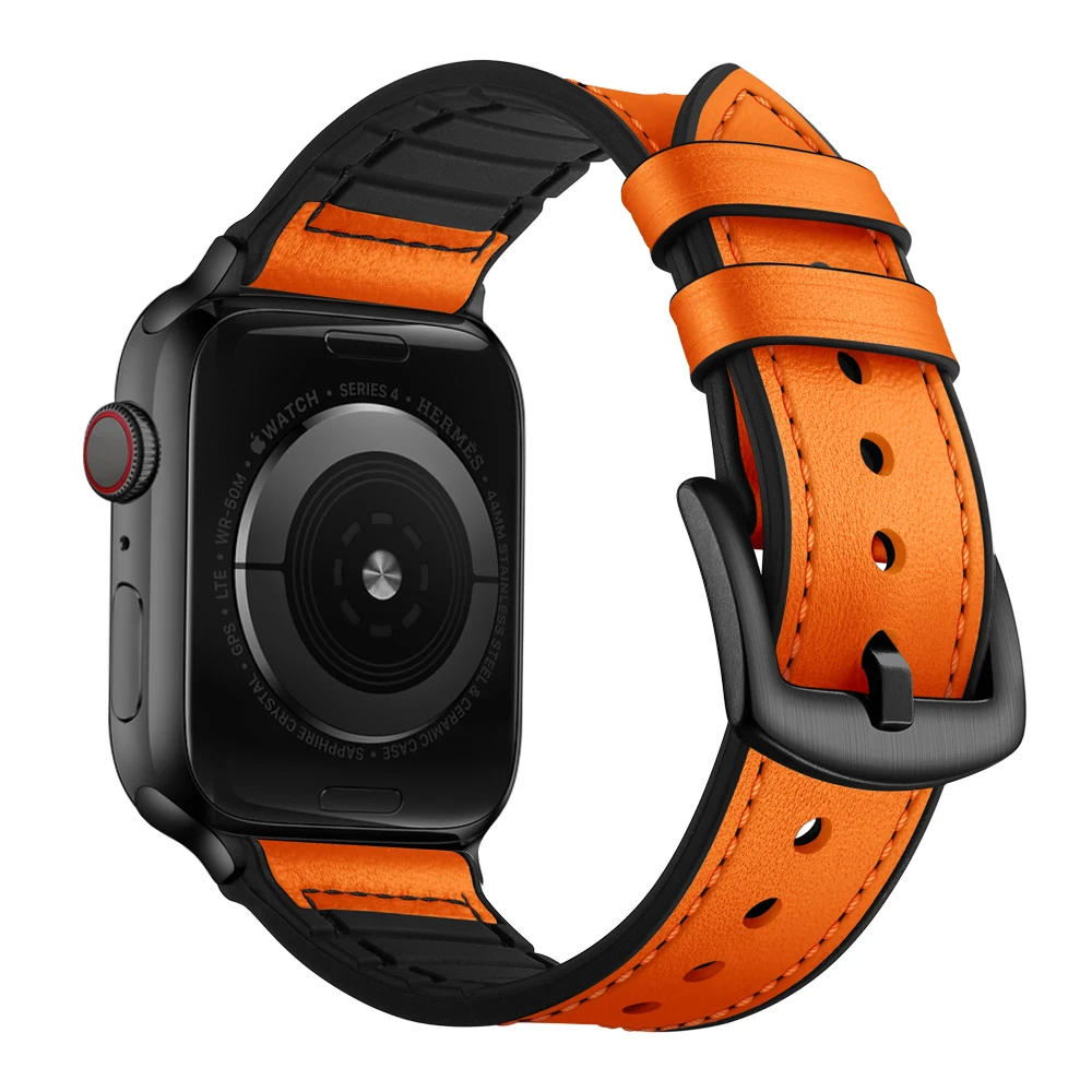 Viotoo Orange Soft silicone leather watch strap for apple series Ultra 8 7 6 5 4 49mm 45mm 44mm 42mm smart watchband strap band