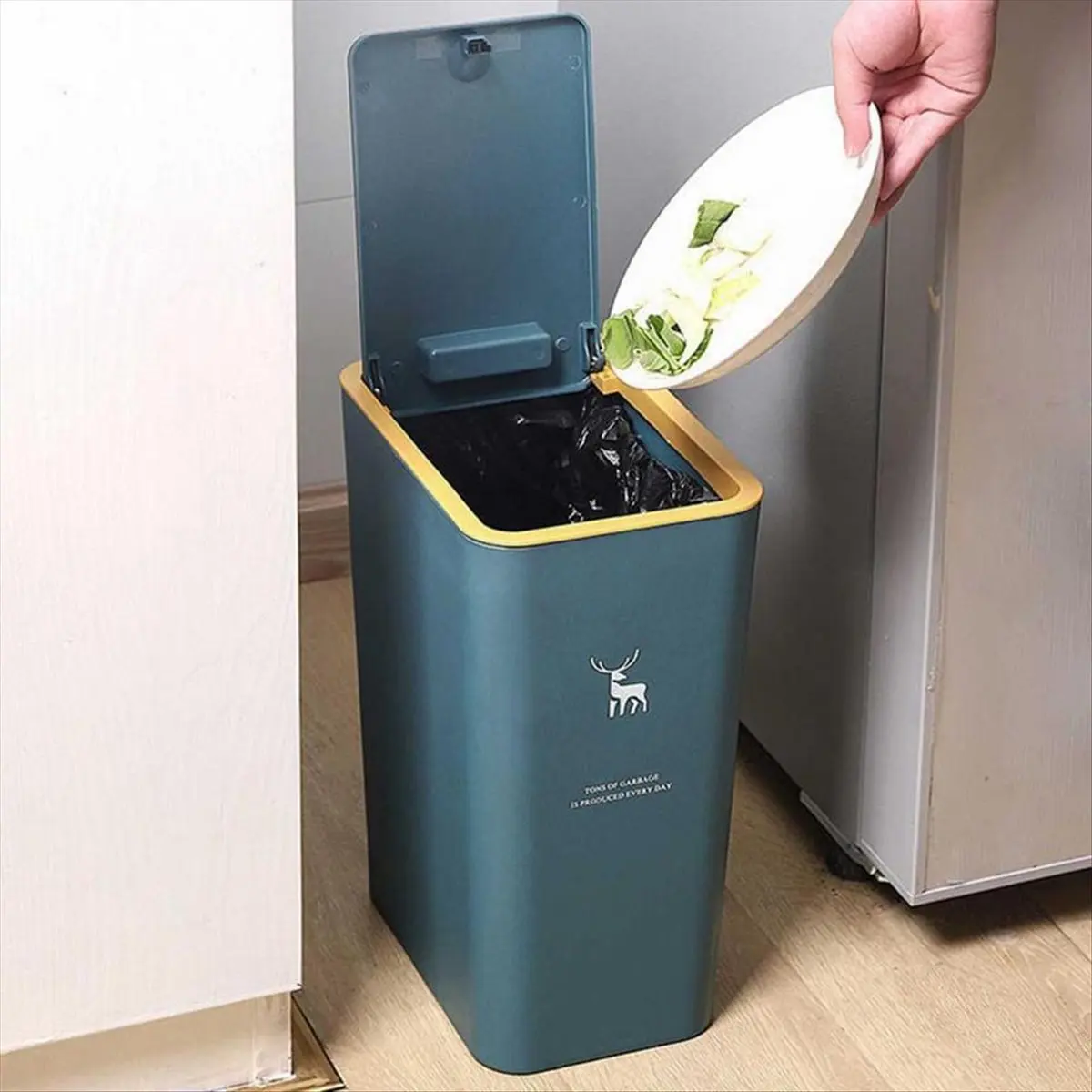 a56k-ゴミ箱-プッシュ式-狭いデザイン-広口-犬対策-省スペース-臭い防止蓋-ゴミ箱-キッチン用品
