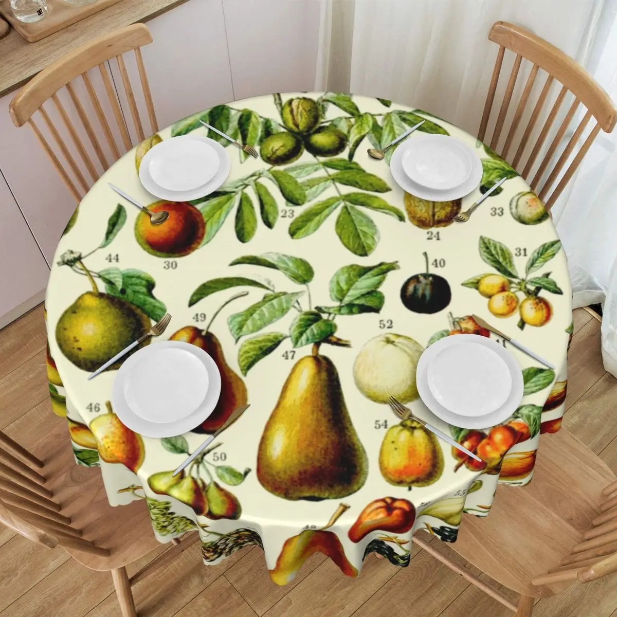 Personalized Round Adolphe Millot Fruits Table Cloth Waterproof Tablecloth 60 inches Table Cover for Kitchen Dinning