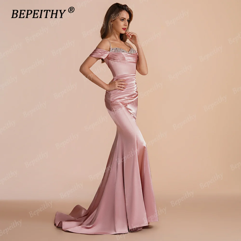 BEPEITHY Customized Sweetheart Special Occasion Formal Evening Dresses 2023 Short Sleeves Beading Mermaid Party Prom Gown Women