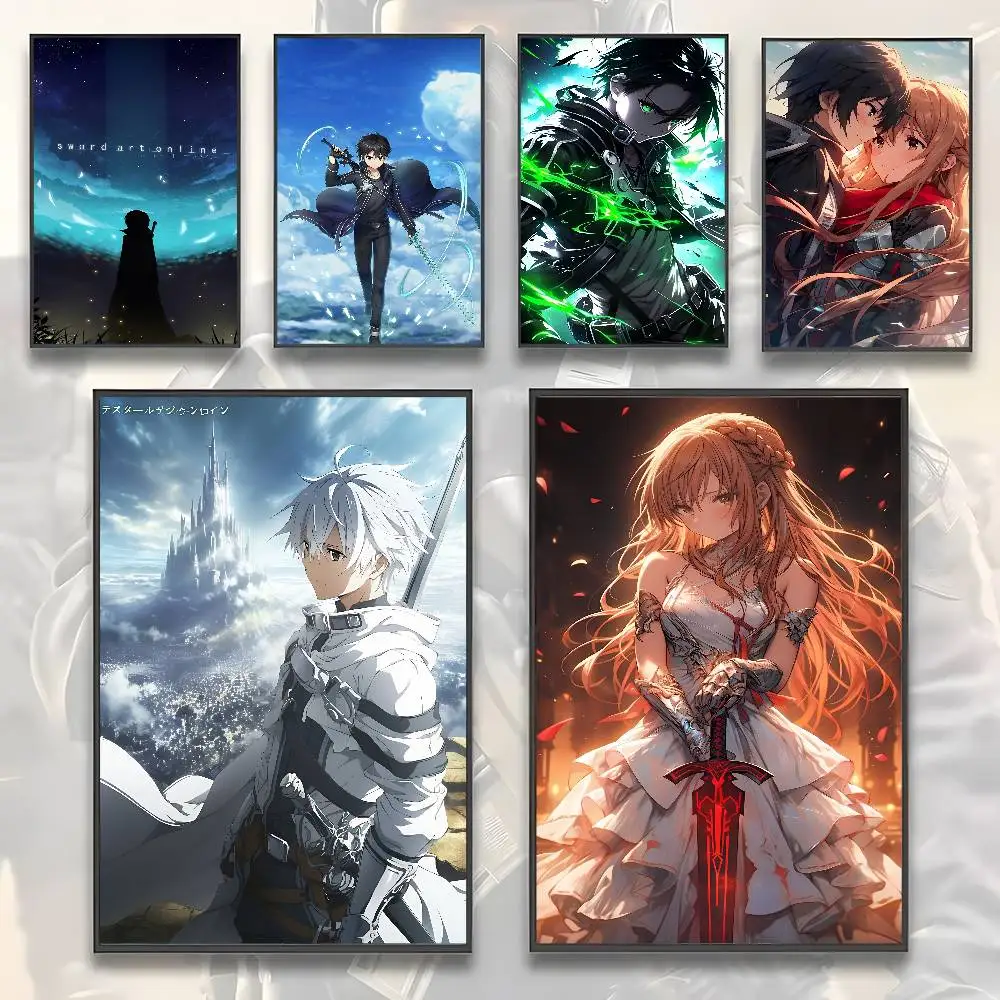 Anime Sword Art Online Kirito Asuna Wall Poster HD Canvas Living Room Decor view 6