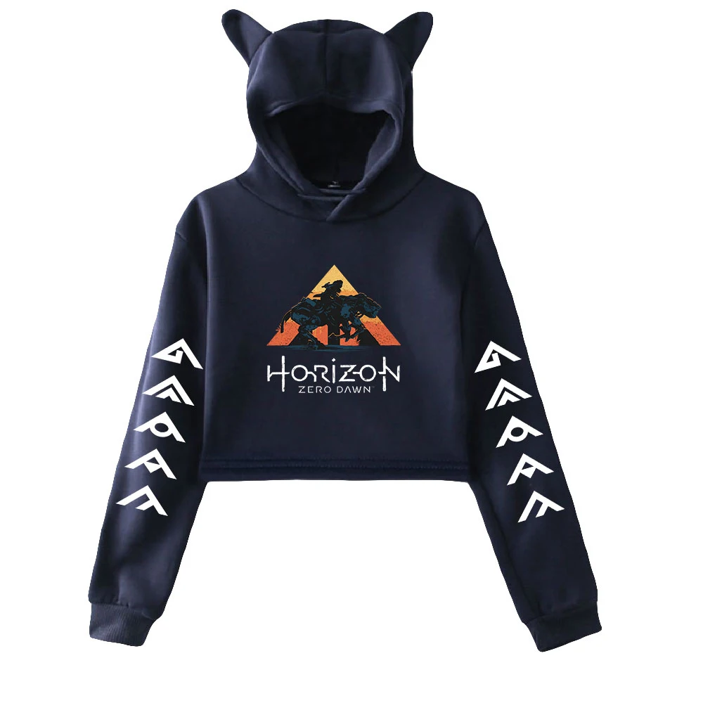 Jogo quente horizonte proibido oeste hoodie vintage 90s streetwear merch hoodies moletom esportivo para meninas gato orelha colheita pulôver