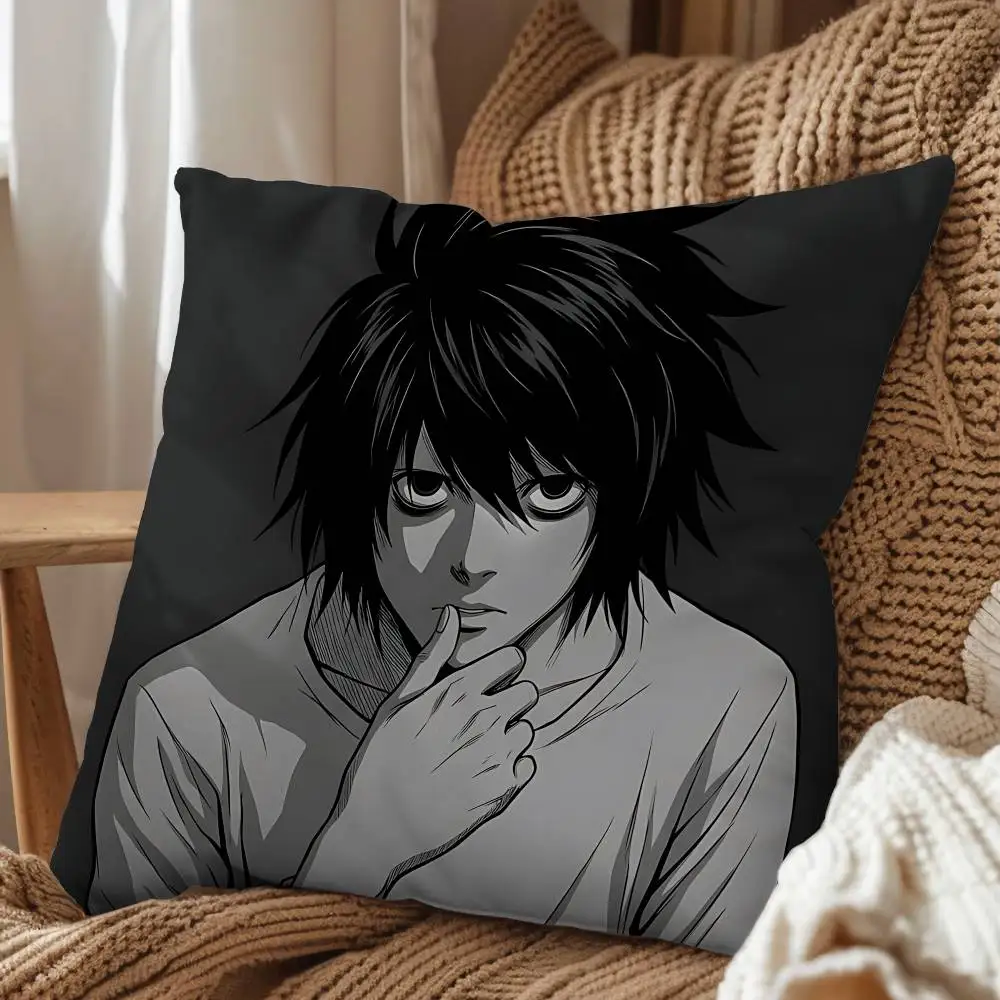 Impulse Mello Death Note insane L Lawliet Pillow Case Anti-dustmite Pillowcase Invisible zipper silky short plush Sofa 6