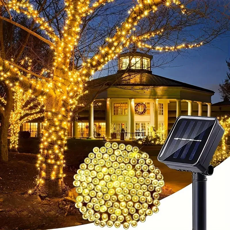 

LED Solar String Lights 7/12/22M 8 Lighting Modes Waterproof Fairy Lights for Outdoor Garden Christmas Party Decorations