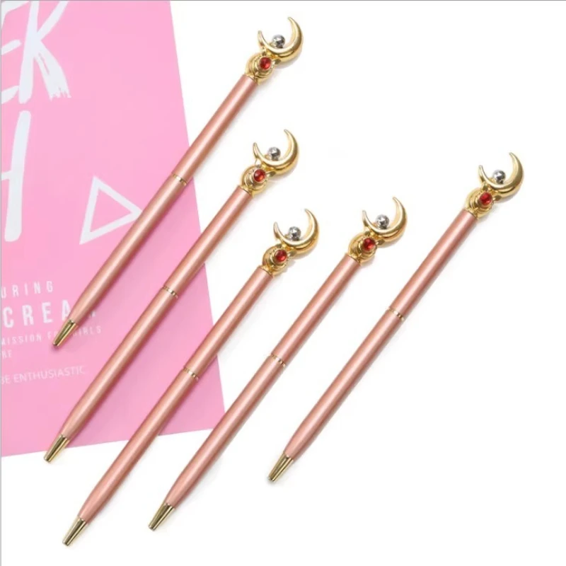 

Anime Sailor Black Ballpoint Pens Cute Pink Transformer Magic Wand Pen Portable Students Stationery Supplies Cosplay Doujin Gift