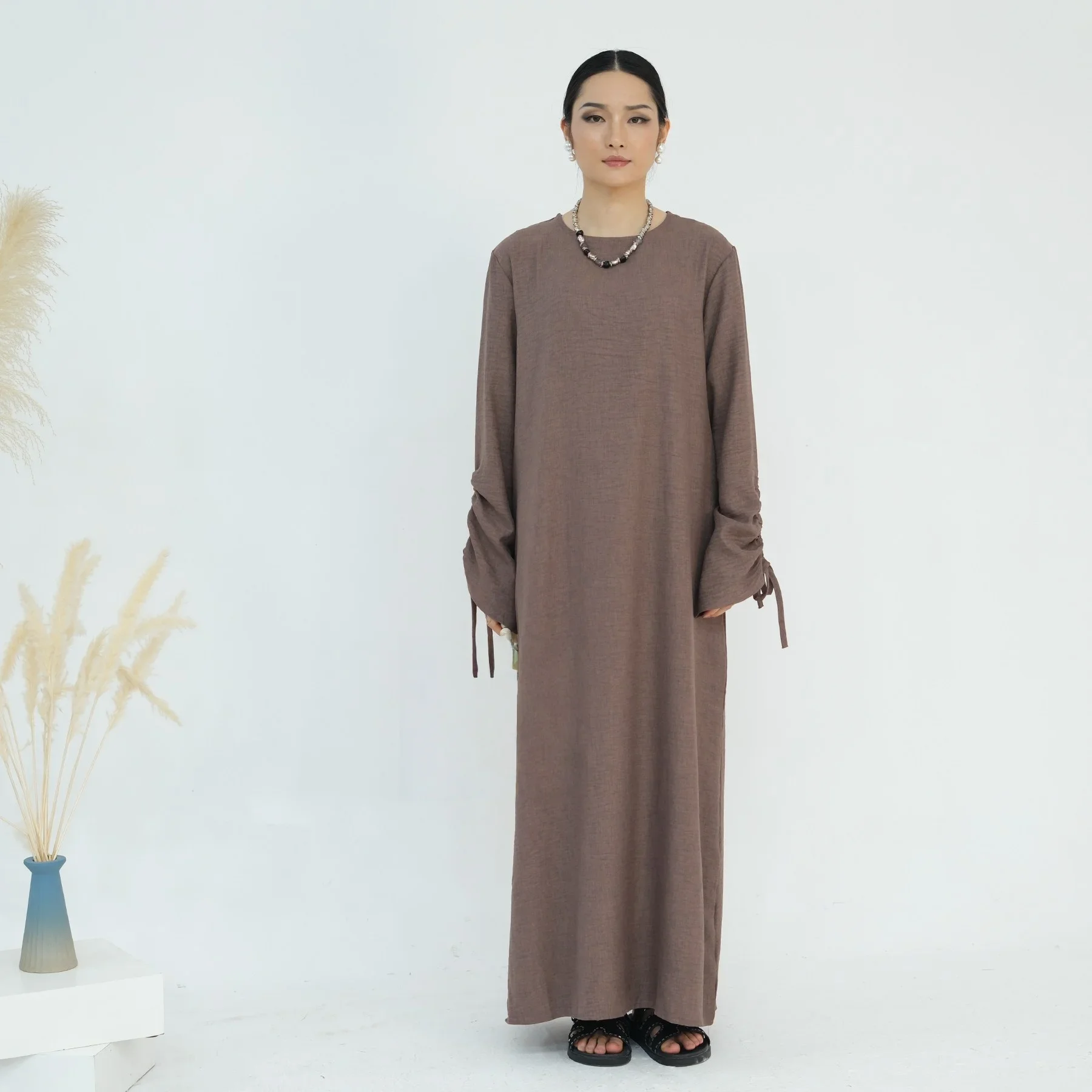 Eid Plain Abaya Vrouwen Moslim Jurk Dubai Jurk Turkije Kaftan Kebaya Caftan Marocain Femme Musulmane Vestidos Gewaad Islam Jalabiya