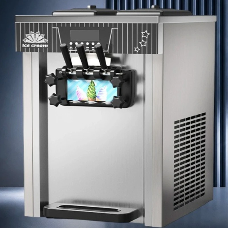 Commercial soft ice cream machine Small desktop three-color ice cream machine