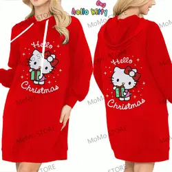 Lovely Hello Kitty Christmas Series Woman Clothes 2024 Anime Autumn Streetwear Women's Hoodie Dress Sweatshirts Kawaii 3D Print