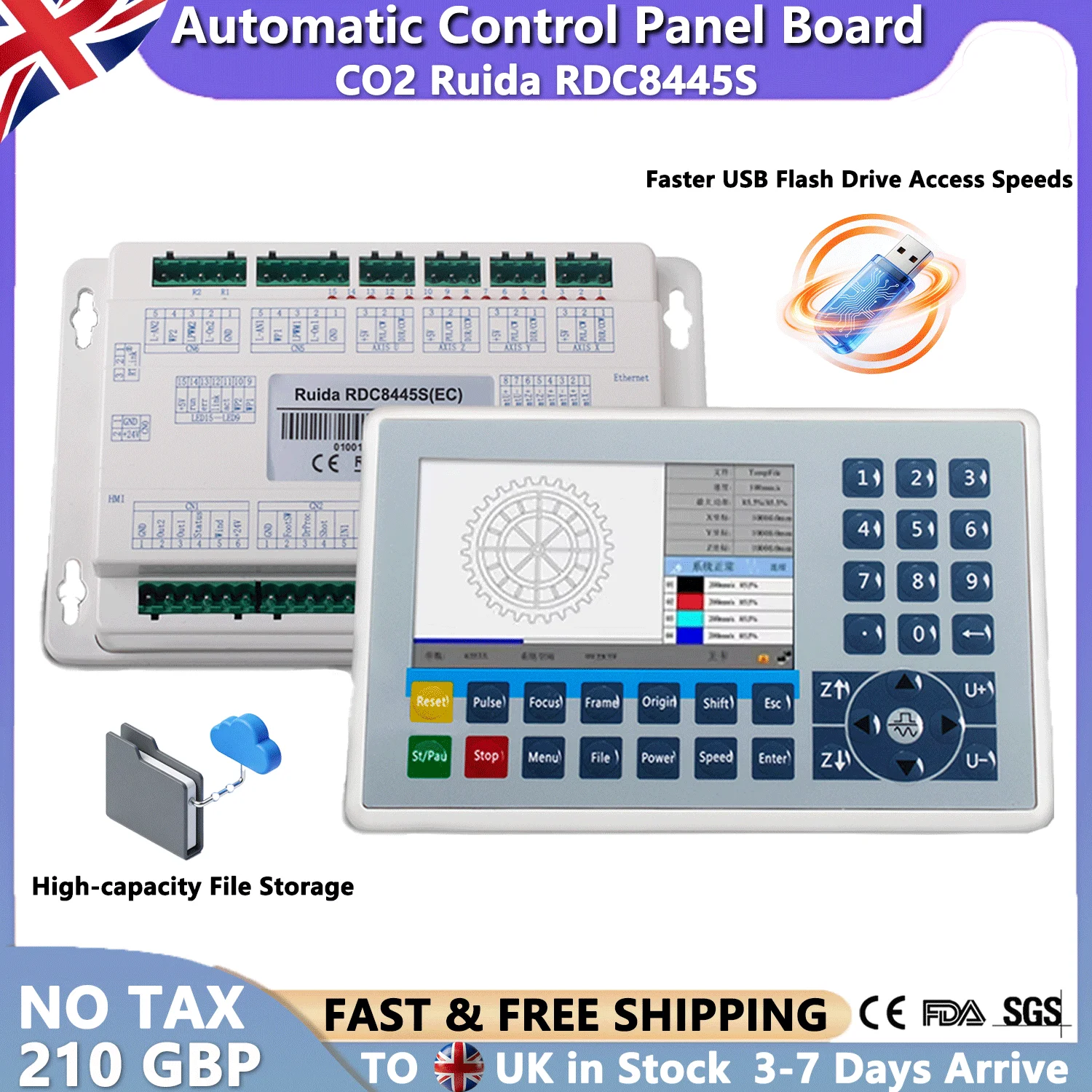 

Ruida RDC8445S Controller for CO2 Laser Engraving Cutting Machine Upgrade Laser Controller Control Panel Board Support Lightburn