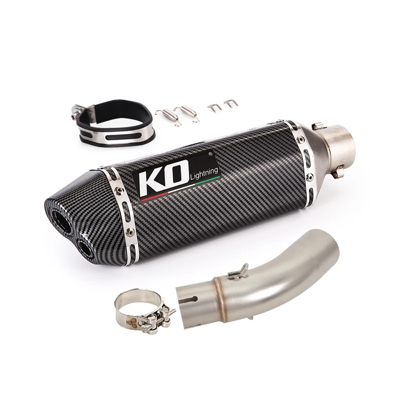 

Motorcycle Exhaust Muffler Mid Link Pipe For VOGE Q250 2023 Stainless Steel+All Aluminium Slip On Without DB Killer Black