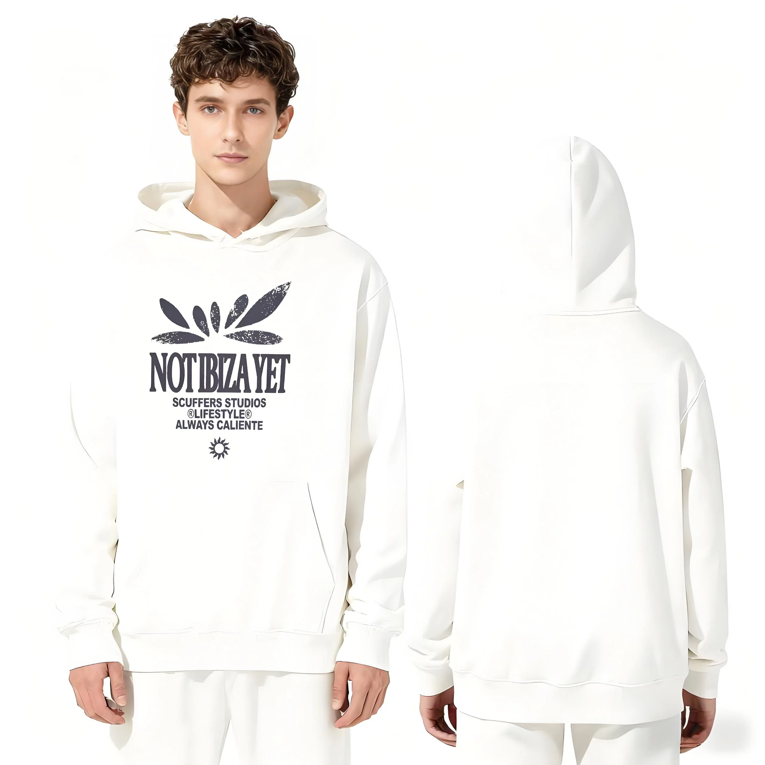 

Новинка 2025 года, толстовка с принтом NOT IBIZA YET, 330 г, повседневная толстовка унисекс, мужская и женская уличная одежда, модный пуловер