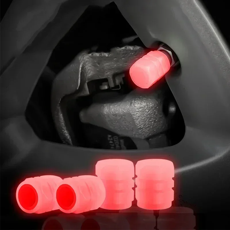 4PCS Luminous Tire Valve Caps Car Motorcycle Bike Glowing Valve Cover Car Tyre Wheel Hub Rim Styling Tool Auto Accessories
