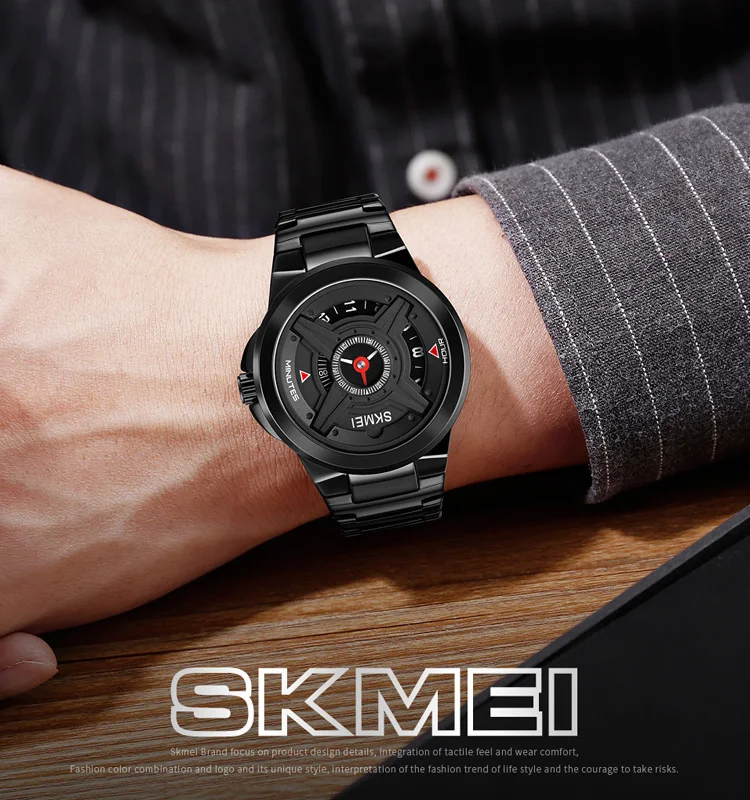 SKMEI 1699 Simple and Personalized Sports Waterproof Creative Quartz Round Pointer Watch for Men