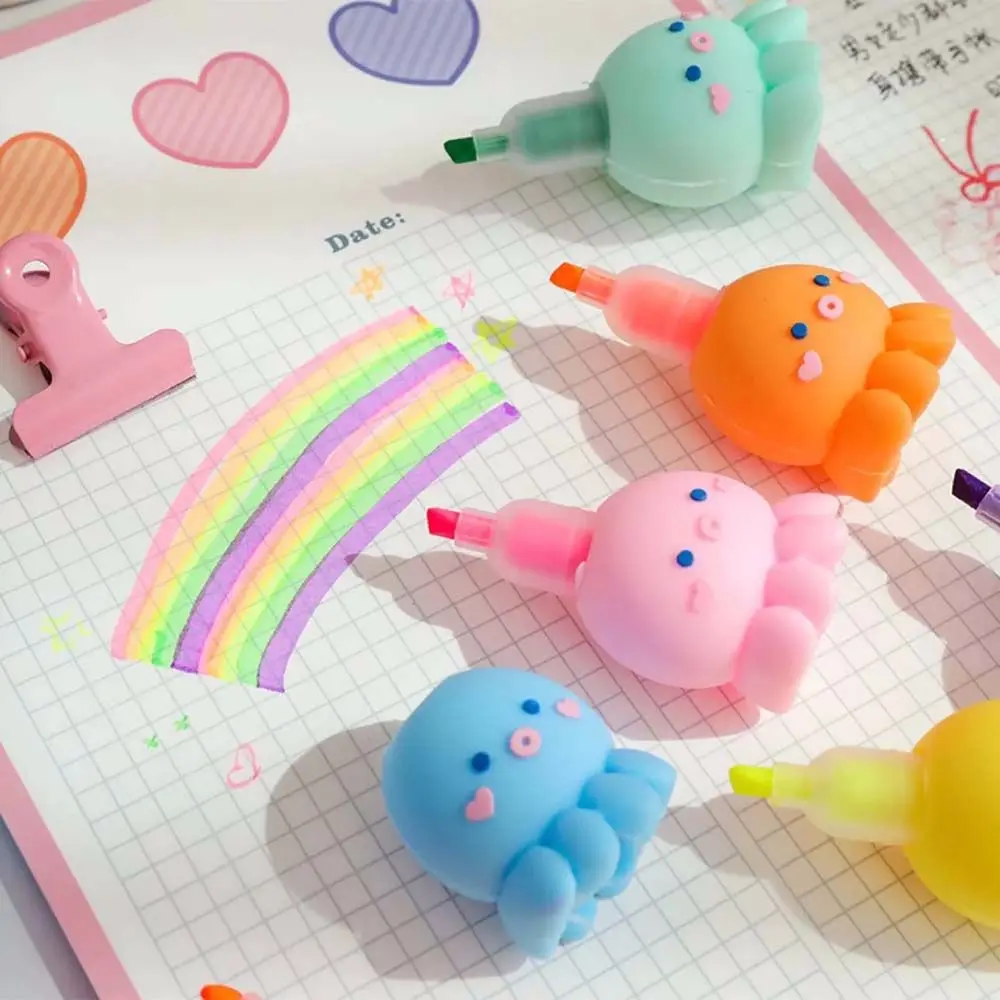 Cute Assembly School Office Supply Highlight Mark Stationery Octopus Marker Pen Writing Tool Highlighter Fluorecent Pen