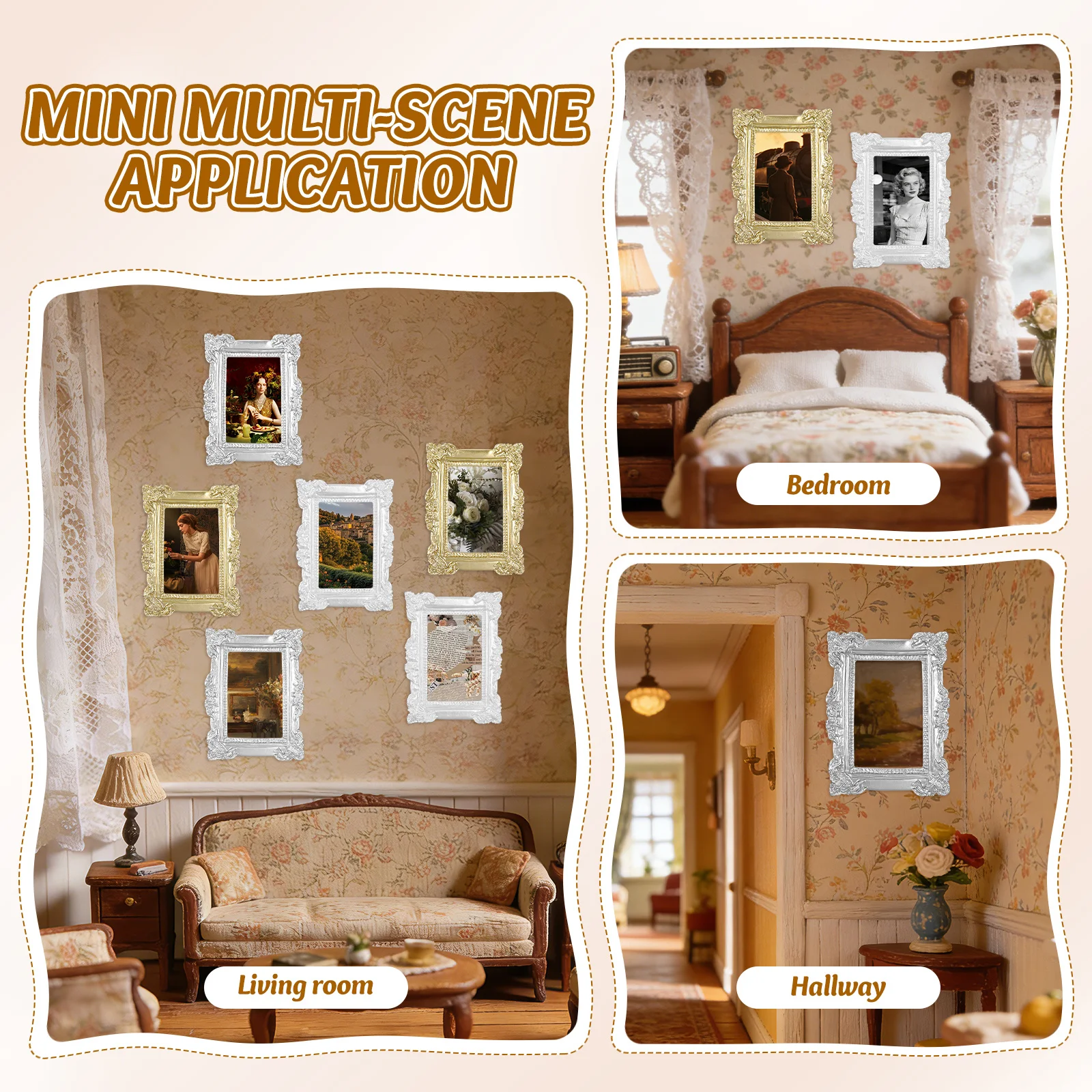 6 Pezzi Mini Cornici Vintage in Resina per Progetti Fai-da-Te, Decorazioni per Cornici Fotografiche, Mini Accessori per Foto