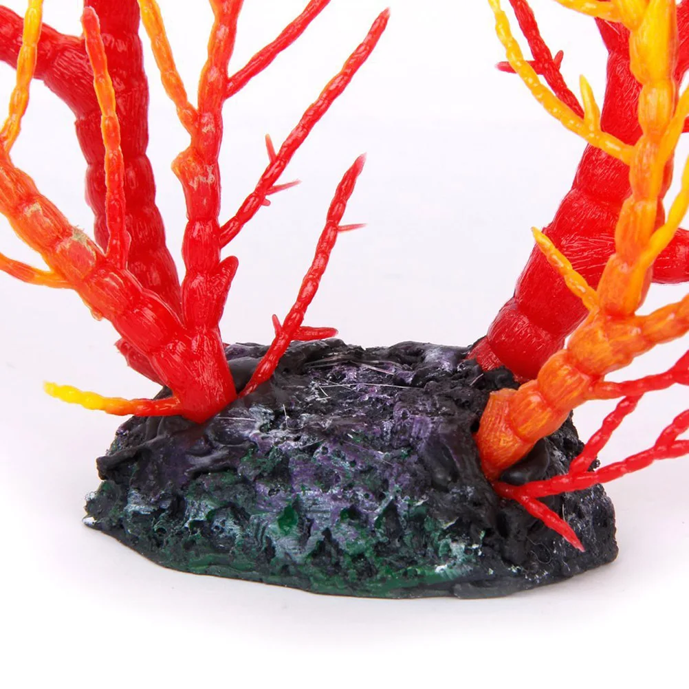 

Artificial Coral Fish Tank Decor Red Yellow 28*20Cm Aquarium Ornament For Fresh Salt Water Coral Tree Decoration