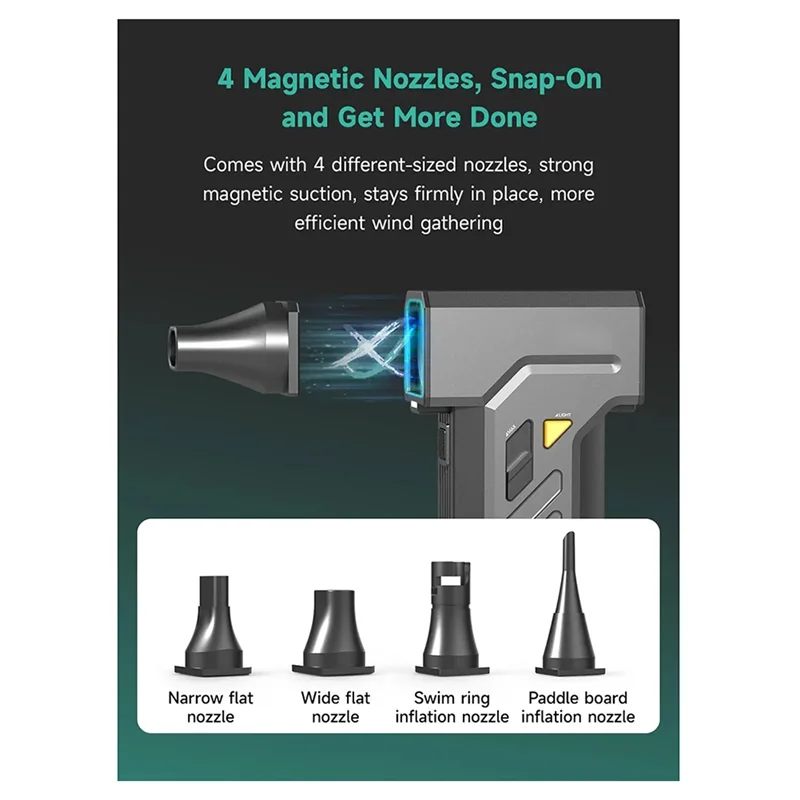 REPLA-Compressed Air Duster LED Light-Enabled 116000 RPM Rechargeable Electric Blower Cordless Portable