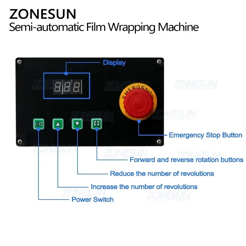 ZONESUN ZS-DBC800 Semi-automatic Carton Box Stretch Film Wrapping Machine Pallet Packaging Machine