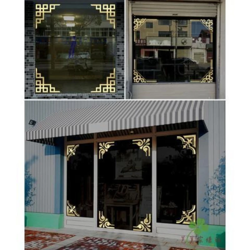 European Diagonal Wall Stickers Gold Border Films Glass Doors Creative Corner Decorations Picture Frames Corner Flowers Film