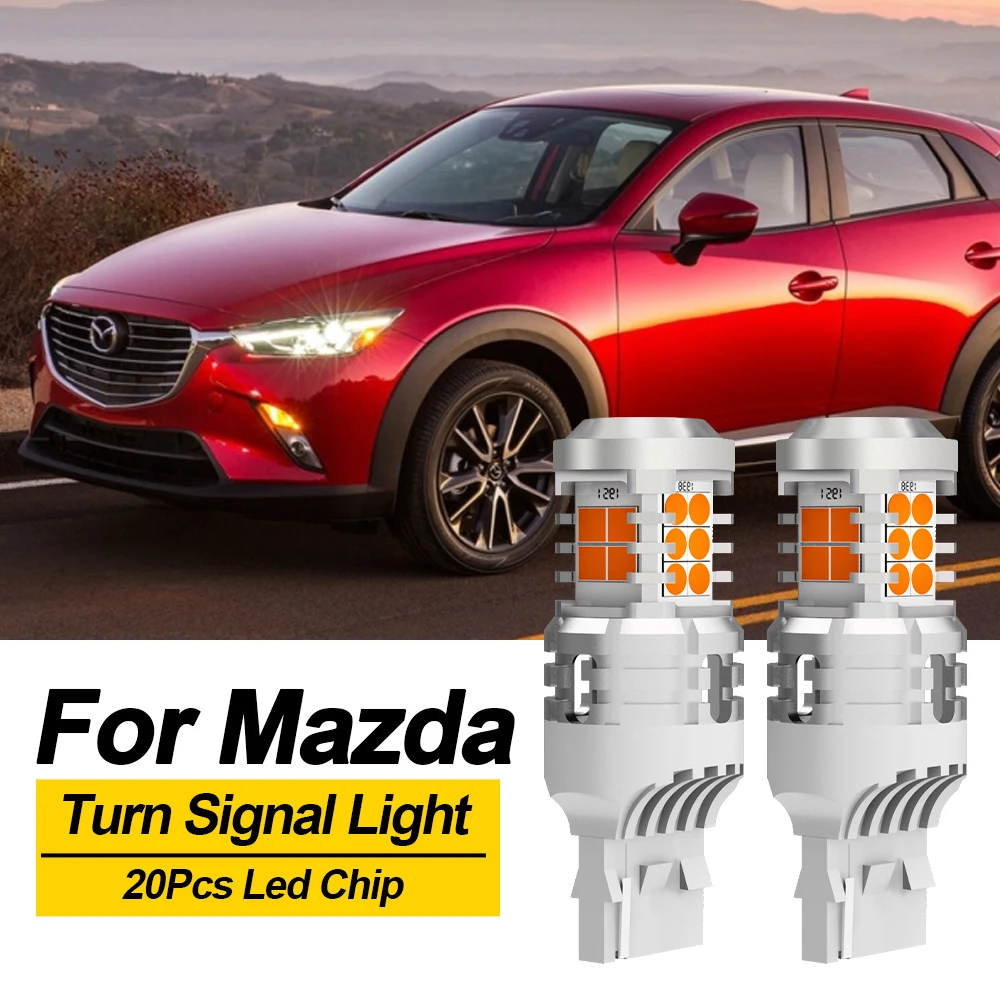 

BMTxms 2PCS T20 W21W WY21W 7440 7443 7440NA LED Turn Signal Light Bulbs No Hyper Flash Amber Yellow For Mazda 2 6 cx5 cx3 mx5