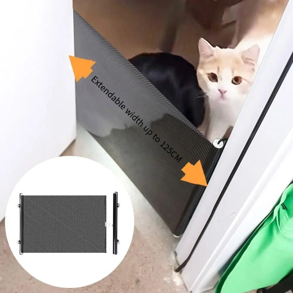 Retractable Pet Fence Barrier Folding Easy Installation Safe Guard Door with Universal Hooks Pet Isolation Gate