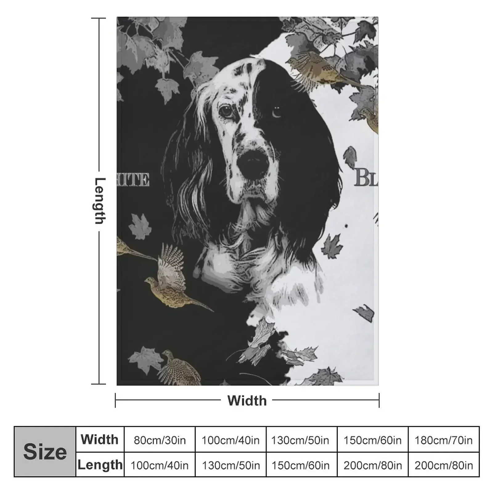 Black and white English setter Throw Blanket Thins Shaggy Moving Large Custom Beautifuls Blankets