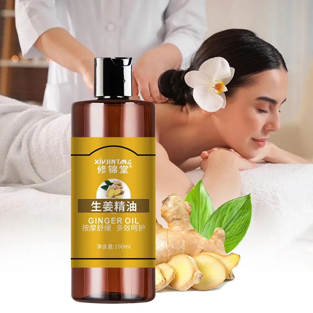 100ml Ginger Heat Massage Essential Oil Whole Body Heat Push To Take Cold Tongluo Scraping Body Oil Promote Metabolism