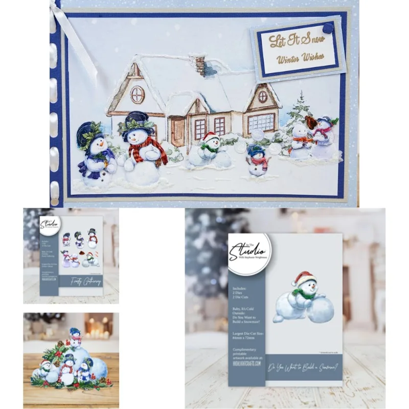 Troqueles de corte metálicos Frosty & Freda Frosty Gathering para manualidades DIY, scrapbooking, troqueles de corte, plantillas para álbumes de fotos