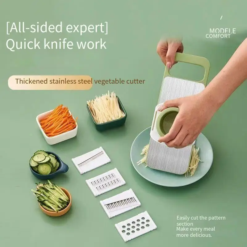 2025 Stainless Steel Vegetable Grater Extra Thick 4-in-1 Kitchen Slicer for Potato, Multi-Function Food Shredder with Hand Guard