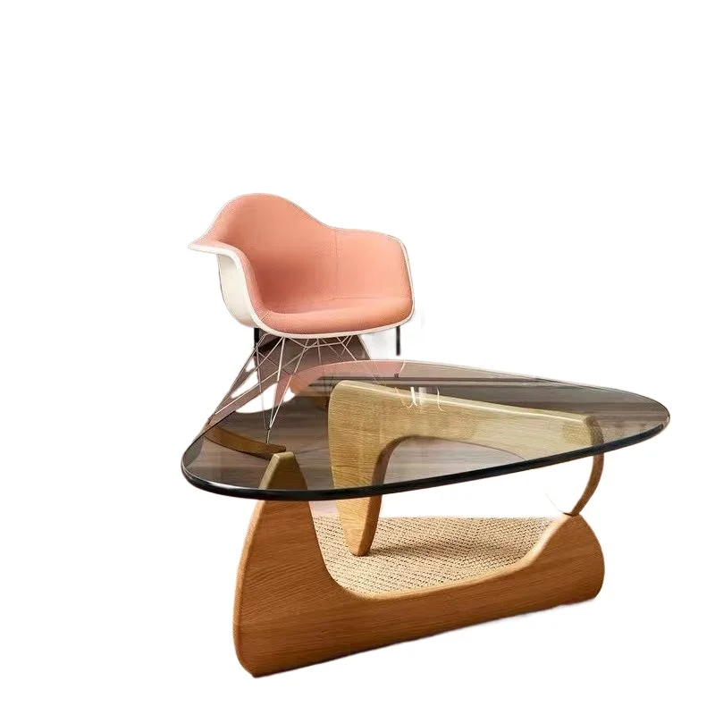 

Modern Nordic style light luxury living room coffee table creative glass movable solid wood catering home furniture