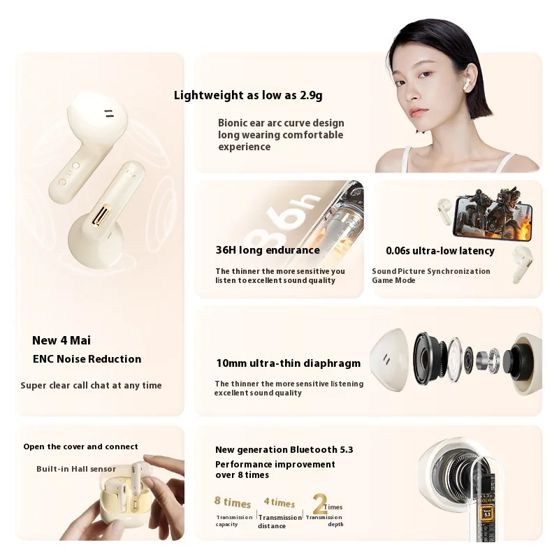 Havit Merle Lite Wireless Earphones With 4 Mics Noise Reduction Long Battery Life Latency Stereo Custom Tws Gaming Earphones