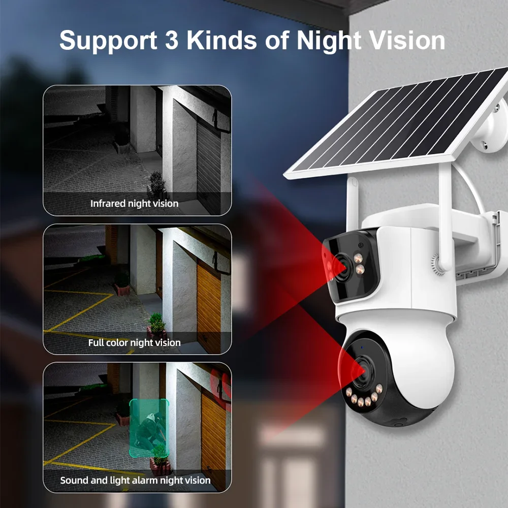

KERUI AOV 4G Solar Camera Outdoor Surveillance 4MP Dual Lens WiFi IP Camera Solar-Powered Security Camera with Night Vision
