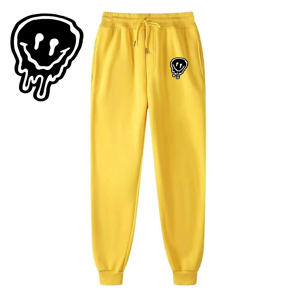 

Новые мужские повседневные спортивные брюки с принтом улыбающегося лица, теплые флисовые брюки для бега и тренировок, пара однотонных спортивных штанов на открытом воздухе