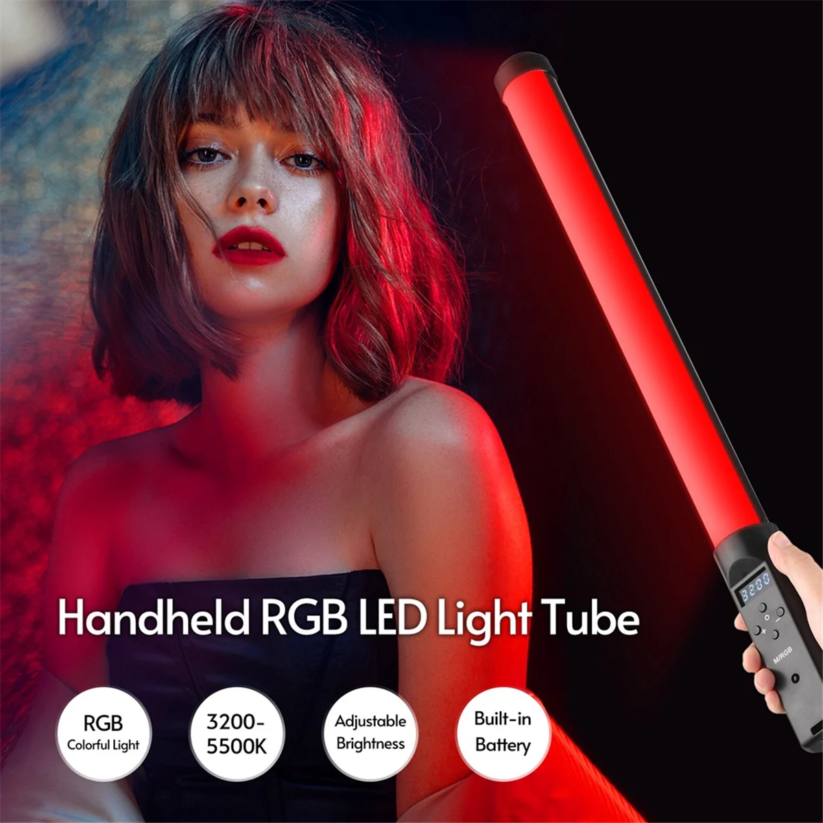 التكنولوجيا الجديدة المحمولة RGB أنبوب ضوء LED الفيديو الضوئي عصا 3200K-5500K عكس الضوء 10 طرق تأثيرات المدمج في البطارية مع جهاز التحكم عن بعد