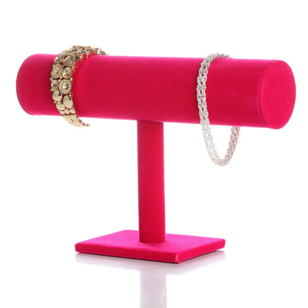 New Single Tier Velvet Bracelet Chain Watch T-Bar Rack Jewelry Hard Display  Holder  Organizer High Quality Display Stand