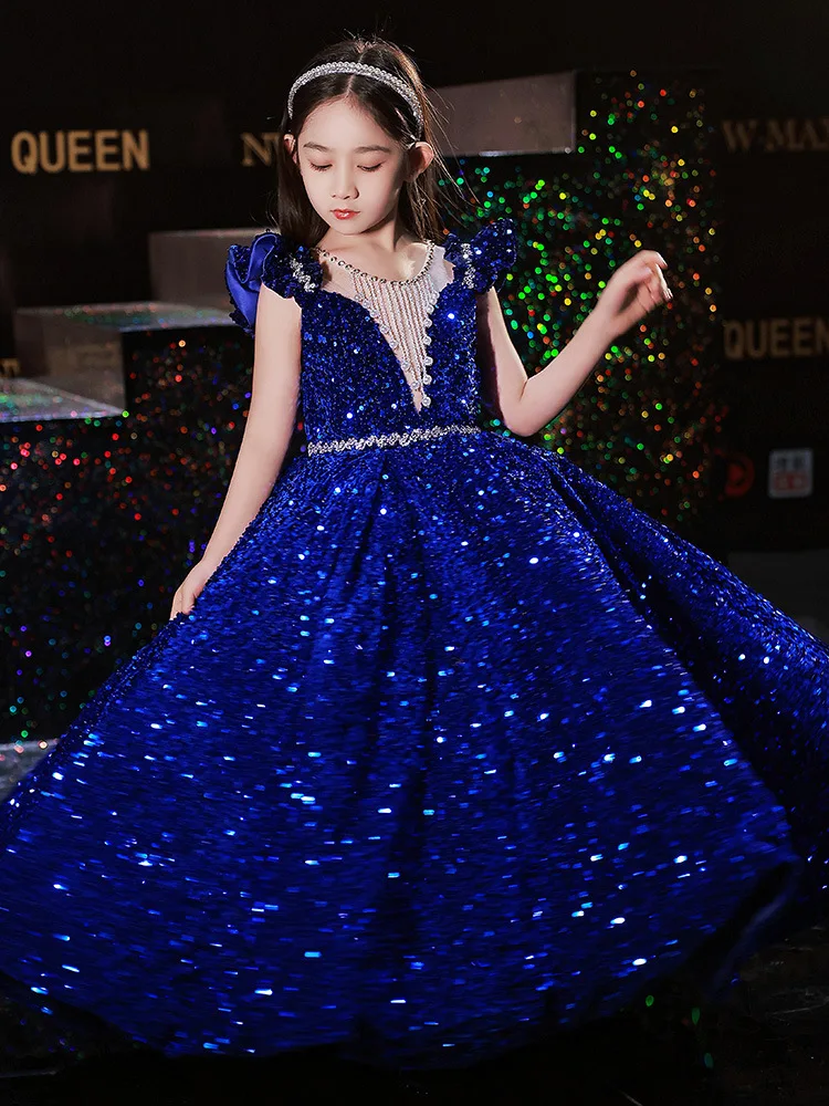 Princess Dress Sequin Evening Weddings Long Dresses Elegant Formal Ball Gown For Girls Birthday Gift 1-14Y