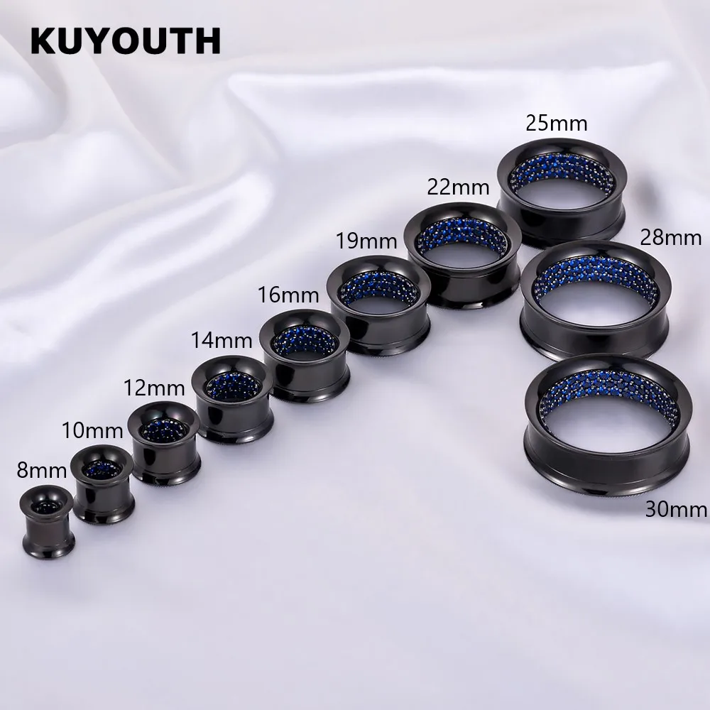 ​KUYOUTH Ear Tunnels Expanders Plugs Screw Stainless Steel Earring Piercing Body Jewelry Gauges 2PCS