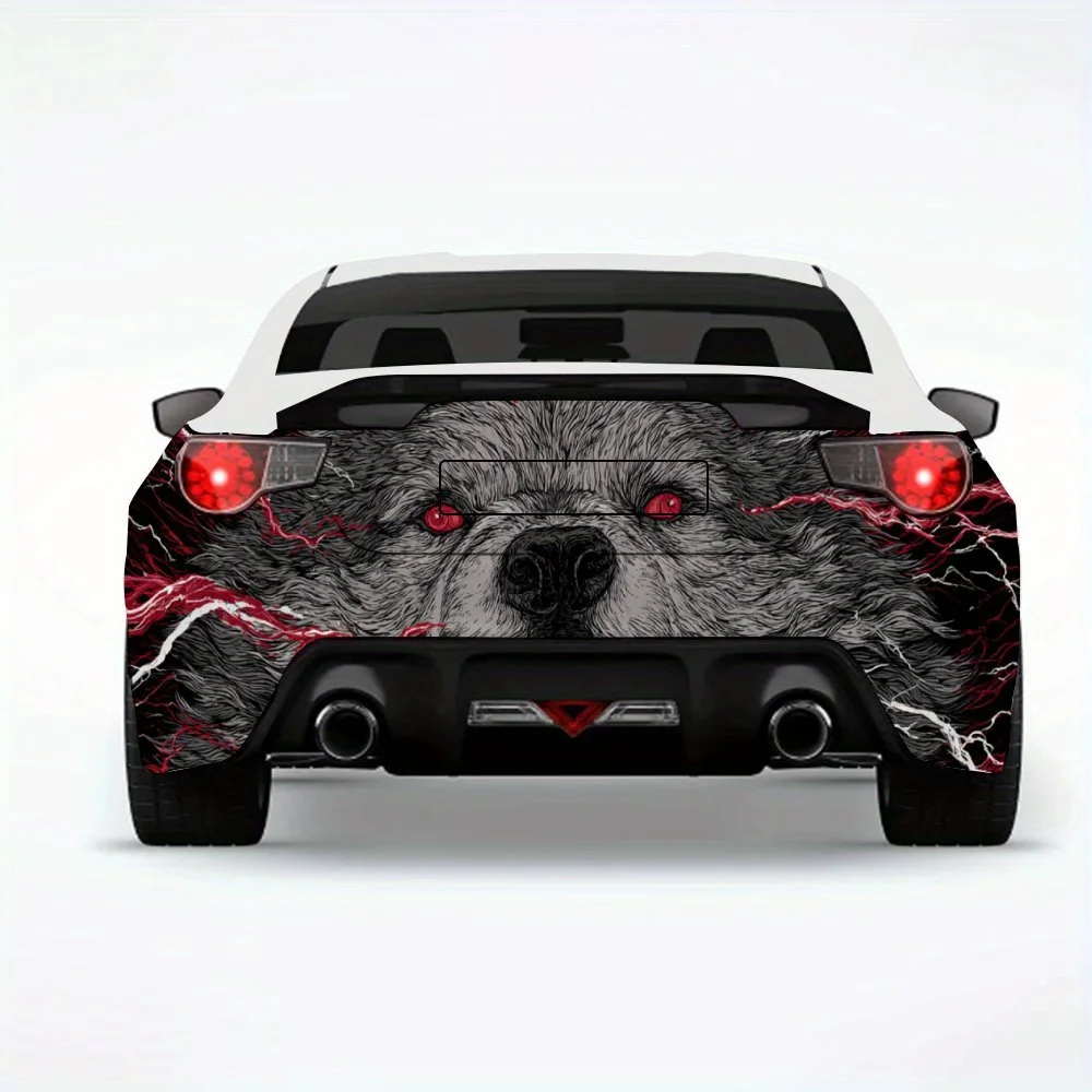

Fierce Wolf Head with Lightning Car Sticker,Vinyl Decal for Car Rear, Waterproof Self-Adhesive Vinyl Stickers for Vehicle Tail a