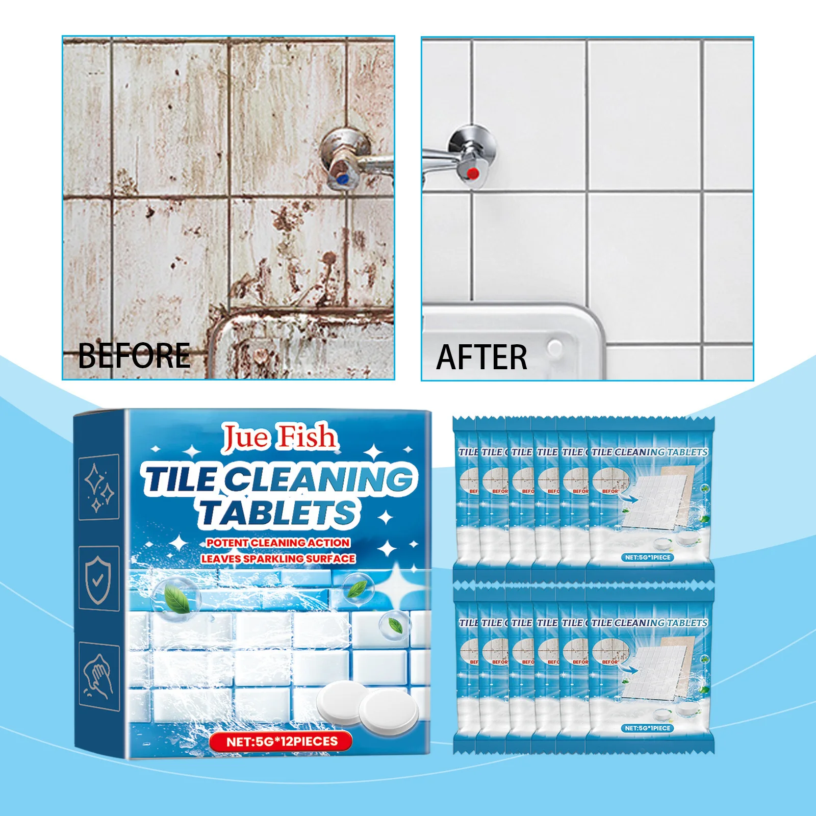 Tile Cleaning Tablets Ceramic Oil Dirt Cleaning Tile Floor Brightening Toilet Descaling Wall Cleaner Floor Polishing Solution