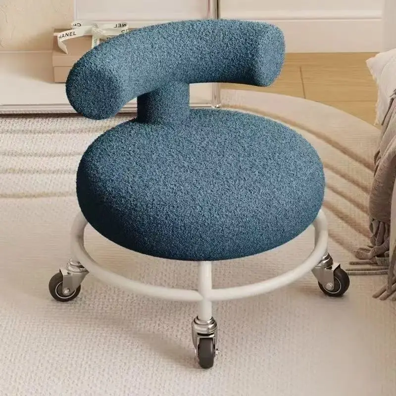 %%Rolling Stool with Backrest Stepstool Heavy Duty Stable Low Round Rolling Stool with Wheels for Doorway Playroom Sturdy Bedsid