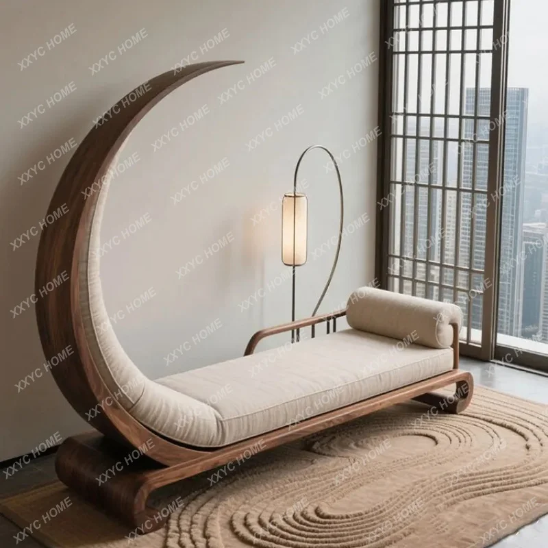 LNew Chinese black walnut chaise longue home bed and breakfast office sofa